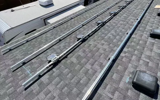 Solar roof rail layout before panel installation